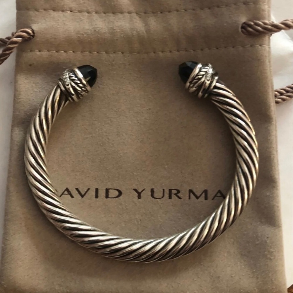 David Yurman diamond cuff with black onyx